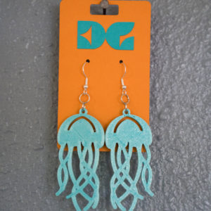 teal jellyfish earrings