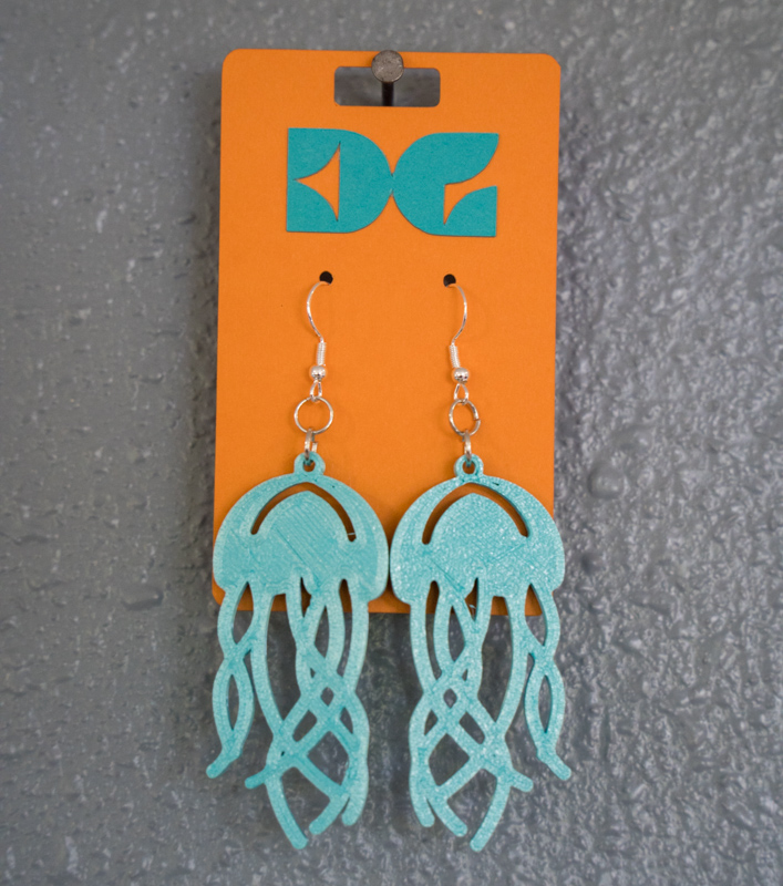 teal jellyfish earrings