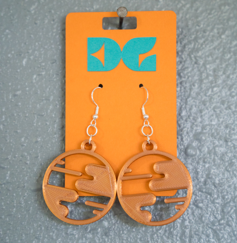 copper small world earrings
