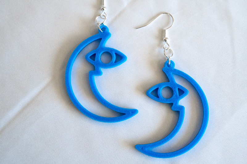 blue waxing moon earrings